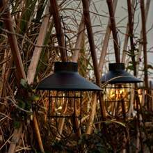 1 pieza Lámpara colgante con arte de hierro y energía solar, lámpara de paisaje de jardín, lámpara colgante para decoración de patio y balcón, decoración de jardín con energía solar