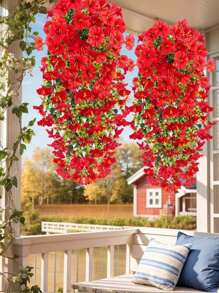 1/4 Stücke 75cm künstliche hängende Blumen, künstliche rote Prunkwinde Dekoration, UV-Schutz, für Outdoor Garten, Hof Dekoration, Hochzeit, Hochzeitslocation Dekoration, Flur Balkon Dekoration, Party Dekoration, Heim Dekoration, Schlafzimmer Wohnzimmer Dekoration, Wanddekoration, Büro Dekoration, Sommer Dekoration, Herbst Dekoration, Geburtstagsgeschenk, Jubiläum, Abschlussgeschenk