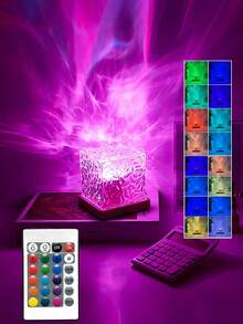 1 pièce Lampe à projection d'ondes 16 couleurs - Flamme rotative progressive avec lumière aquatique, avec télécommande, convient pour le bureau, la table de chevet, la chambre à coucher, le bar, le restaurant, veilleuse des vagues