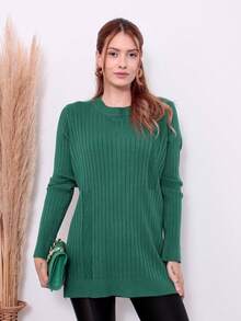 Knitted Sweater Long Sleeve Turtleneck Winter Fashion Casual YX041 - 墨綠色 - 查看 4