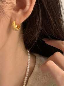 1 Par de Pendientes de Aro Elegantes, Lujosos y con Estilo Francés Vintage, Brillantes, de Alta Calidad en Material de Cobre, Aptos para Uso Diario, Festivales, Reuniones Sociales, Regalos de Pareja, Atuendos de Fiesta, Primavera/Verano/Otoño
