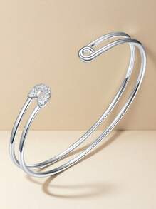 1 Stück elegantes Papierklammer Design 925 Sterlingsilber Armband mit künstlichen Zirkonia Akzenten - ideal für den täglichen Gebrauch, Partys und Bankette für Frauen | Perfektes Muttertags-, Thanksgiving- und Geburtstagsgeschenk für Familie, Freunde und Schwestern