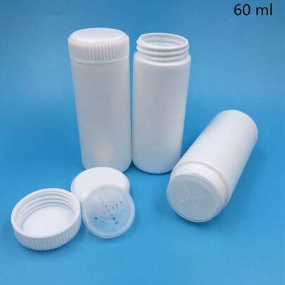 1/2/5 قطعة زجاجات بلاستيكية سوداء وبيضاء سعة 60 مل - موزعات مسحوق فارغة مع شاشات شبكية للرش المتساوي - مثالية لتوابل المطبخ/مسحوق الأطفال/بريق صالون (مباشرة من المصنع)