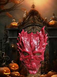 Halloween Is Terrifying And Frightening. The Death God Skull Warrior, Fangs, Devil, Latex Mask, Devil Skull Mask Head