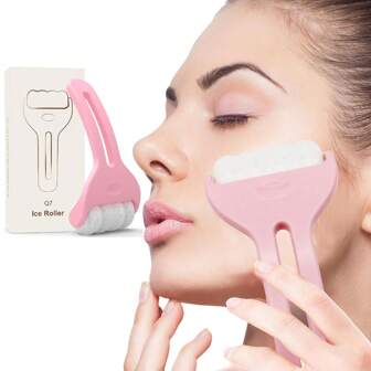(1 pieza) Rodillo de masaje facial de hielo manual, rodillo de masaje facial de hielo, calma el rostro, masajea el cuello, relaja todo el Body, herramienta de masaje portátil y de Body completo
