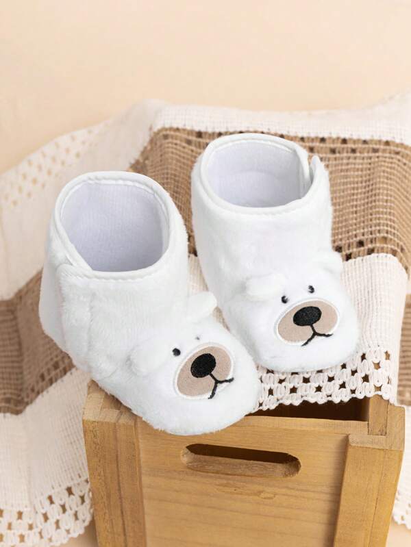 Cute Bear Design Warm Cotton Infant Boots, Comfortable Casual For Autumn/Winter