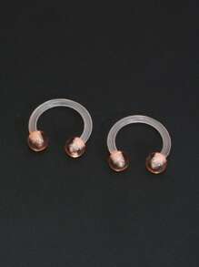 2 件装亚克力肉色隐形耳软骨钉，鼻梁隔膜马蹄形唇环穿孔饰品