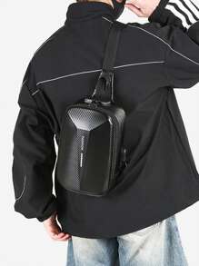 Bolsa de Motocicleta de Casca Rígida da Moda Masculina, Bolsa Cinto Minimalista Casual, Bolsa Peito, Com Alça de Mão, Adequada para Compras, Transporte, Esportes, Versátil Bolsa de Cintura e Peito