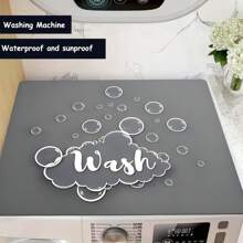 1pc Gray Letter Bubble Print Washing Machine Dust Cover Pad,Countertop Absorbent Table Mat,Absorbent & Quick-Dry Fridge Mat, Microwave Oven Dust Cover,Soft Diatom Mud Drainage Pad,Non-Skid Super Absorbent And Wear-Resistant Dish-Washing Dry Pad,19.7*23.6 Inch Modern Washing Machine & Dryer Top Cover,Suitable For Laundry Room And Kitchen