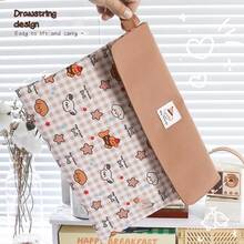 2025新款夏季可爱格子狗纽扣文件夹袋，便携式A4学习用品收纳袋，学校用品，返校 - 彩色 - 查看 2