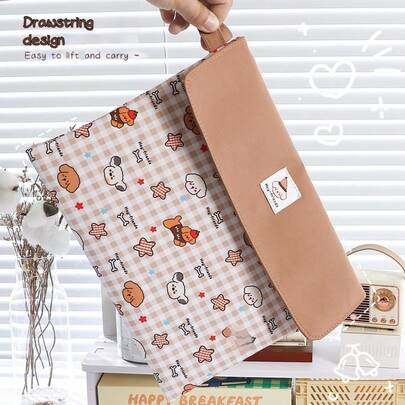 Nova pasta de documentos com botões xadrez fofos para o verão de 2025, organizador portátil de materiais de aprendizagem A4, material escolar, volta às aulas