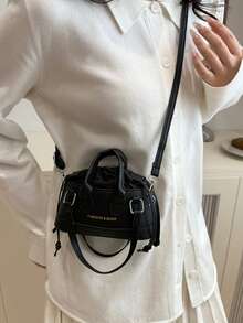 Mini Crocodile Embossed Handbag Shoulder Bag For Lipstick & Cosmetic - Black - View 5