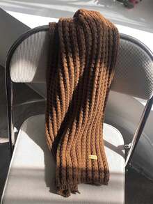 1 件男士纯色针织保暖厚围巾，多功能颈部保暖，适合冬季 - 黑色 - 查看 7