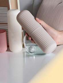 4 件/1 件便携式旅行牙刷盒、带杯的塑料牙刷架、带盖的牙刷架、牙膏和牙刷收纳盒、漱口杯、牙刷架、便携式旅行牙刷杯，适合旅行、露营、居家、学校和商务旅行