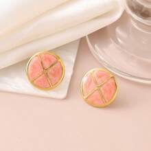 1 Pair Fashionable Circular Oil Drop Hoop Earrings, Exquisite & Versatile