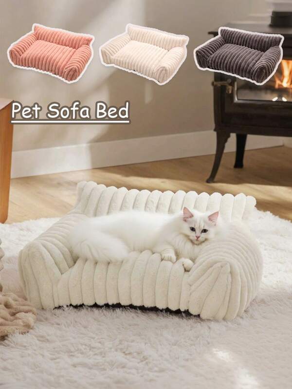 Niedliches Haustier Sofa - Flauschiges Sofa mit hochwertig weichem waschbarem stützenden Katzen-Stuhl, Hunde-Sofa-Bett für kleine Hunde