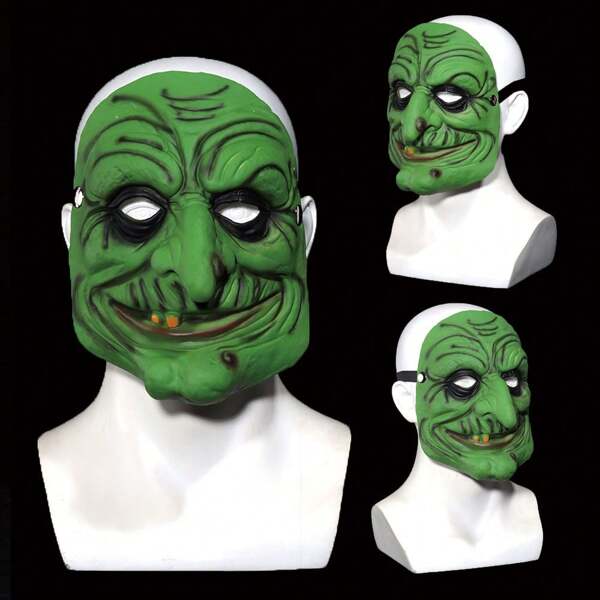 1 pièce Masque facial en PU (polyuréthane) de sorcière verte pour fête. Masque de sorcière drôle pour accessoires de carnaval, cosplay. Matériau doux et durable pour toutes les saisons