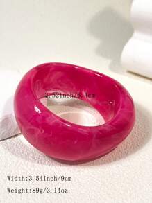 1pc New Summer Pink Glitter Resin Bracelet & Ring Set, Contrast Color Design Suitable For Women Daily, Beach, Vacation Decoration