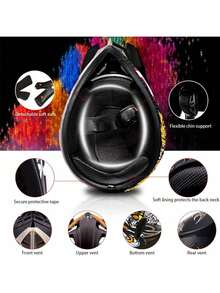 Casco de Motocross Profesional con Gafas y Guantes – Para Niños y Adultos, Off Road, Dirt Bike, con Cubierta Facial - Multicolor - Ver 6