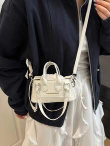 Bolso de mano mini de estilo cesta con estampado de ccocodrilo, bolso cruzado para cosméticos - Blanco - Ver 6