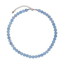 1pc Natural Aquamarine Stone Beaded Necklace, Handmade Jewelry, Minimalist Design, Fashionable & Versatile Choker For Women