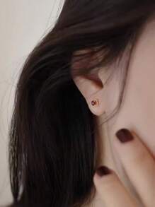 BALMORA Ein Paar S925 Sterlingsilber hochwertige Mini kompakte rote Zirkonia Ohrringe für Frauen, süß und niedlich, Alltagszubehör