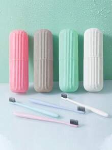 4 件/1 件便携式旅行牙刷盒、带杯的塑料牙刷架、带盖的牙刷架、牙膏和牙刷收纳盒、漱口杯、牙刷架、便携式旅行牙刷杯，适合旅行、露营、居家、学校和商务旅行