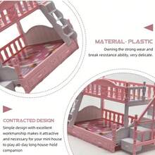 1:12 娃娃屋双人床家具，粉色公主双层床带楼梯，6.3 英寸娃娃配件，迷你家居场景 DIY 生日、新年礼物 - 粉色 - 查看 3
