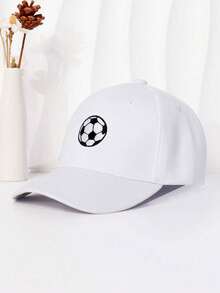 2 piezas Gorra de béisbol informal unisex para niños, gorra de protección solar bordada de unicolor para deportes y exteriores - Fútbol blanco + baloncesto blanco - Ver 3