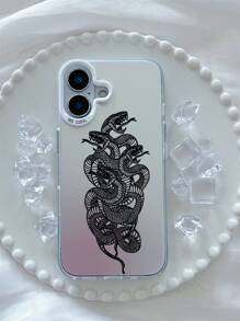 1 件时尚四头蛇白色保护手机壳适用于 Apple 16/15/14/13/12/11/XSMAX/X/XS/XR/7PLUS/8PLUS/7/8