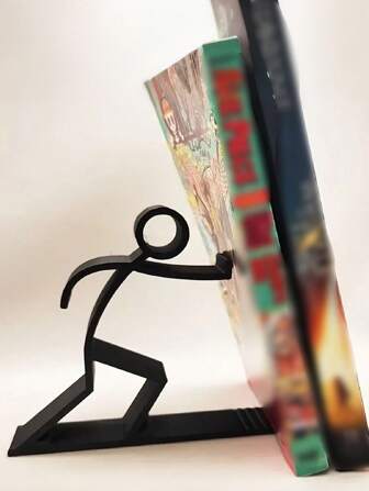 黑色书架，设计新颖简约，适合学生，并配有桌面。独特的办公用品和有趣的文具，适合家庭房间、客厅和办公室装饰