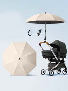 1pc Detachable Sun Shade Umbrella For Baby Carriage, Stroller, Tricycle, Pram, Sunlight & Rain Protection Accessory - Multicolor - View 5