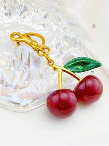 Big Cherry Keychain For Women, Sparkling Crystal Cherry Pendant Keyring With Clip, Shiny Resin Metal Bag Charm, Car Wallet Accessory Cute Goth Y2K Style - 彩色 - 查看 9