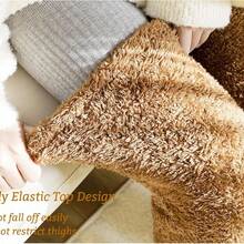 女士毛绒过膝袜，柔软厚实保暖家居袜，膝盖保护