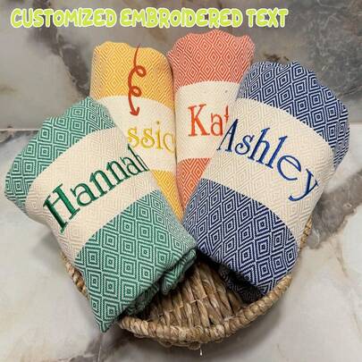 1 pieza Toalla deportiva bordada personalizada, toalla turca, regalo para dama de honor, toalla de playa personalizada, regalo de despedida de soltera, regalo de inauguración de la casa, regalo de toalla de boda, toalla de viaje al aire libre, regalo para ella, regalo personalizado, regalo especial para adolescentes