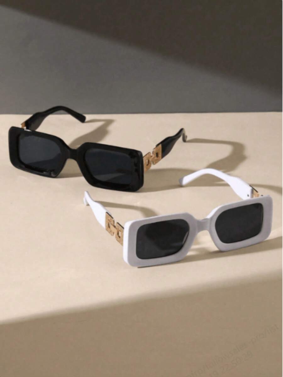 2 Peças Óculos de Moda Estilosos com Armação Metálica, Estilo Vintage Europeu e Americano, Acessórios para Visual Casual, Disponíveis em Várias Cores