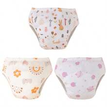 5pcs/Set Toddler Potty Training Pants - Washable, Leak-Proof Diaper Covers With Fun Space & Beautiful Prints, Breathable Fabric For Boys & Girls, Multi-Layer Protection, Suitable For 3 Months To 5 Years Old Children, Night & Daytime Underwear, Multi-Layer Design, Potty Training Underwear - (With Edging Anti-Leak) - Multicolor - View 63