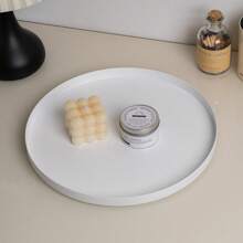 1pc Metal Round Tray, Jewelry Tray, Flower Tray, Black And White Display Tray For Bedroom Cosmetics, Perfumes, Lipsticks, Aromatherapy, Bathroom Countertop, Living Room, Hotel Bathroom Artistic Decor Display Tray For Women Storage Organizer Travel Essentials Back To School Dormitory Storage