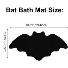 1 pieza Alfombra de baño de murciélago negro de Halloween, alfombra pequeña, felpa corta, felpudo de Halloween, alfombra pequeña para el baño - Antideslizante, lavable a máquina, felpudo rectangular, diseño de murciélago, adecuado para decoración de baño o dormitorio, accesorios de baño