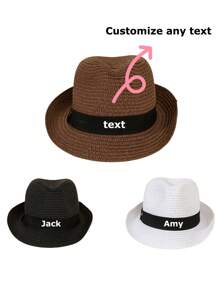 1PC Of Customized Straw Hat For Men And Women During Summer Travel, With Customized Names, Personalized Straw Hats With Names, Customizable Straw Hats, Customized Valentine's Day Gifts, Customized Mother's Day Giftsunisex, Men And Women's Style Straw Hats, Customized Straw Hats For Beach Travel That Can Be Worn For Shade, Colorful,Cute,Adorable,Funny,Kawaii,Y2K,Stylish,Unisex,Casual,Custom,Personalized,Unique,Customized,Ideal Gifts For Him,Ideal Gifts For Her,Her,Boyfriend,Girlfriend,Family,Friends