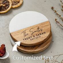 1pc/5pcs/10pcs/20pcs Customized Engraved Black Marble Texture Wooden Coasters, Personalized Coaster Gifts, Housewarming, Wedding, Anniversary Gifts - Black Marble - View 13