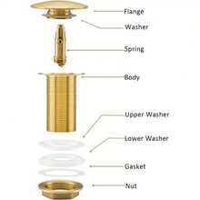 1个带滤网的不锈钢弹跳式水槽排水器，适用于浴室和厨房水槽，手动操作，防锈，浴室水槽弹跳式排水器带不锈钢过滤器，厨房用品，厨房配件，厨房工具 - 金色 - 查看 7