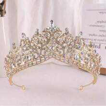 1 pièce Couronne en alliage de strass en verre de goutte d'eau à la mode, convient pour les femmes à porter lors de mariages, vacances, anniversaires et fêtes