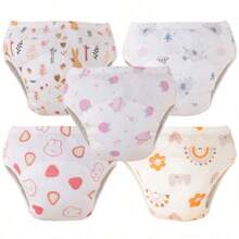 5pcs/Set Toddler Potty Training Pants - Washable, Leak-Proof Diaper Covers With Fun Space & Beautiful Prints, Breathable Fabric For Boys & Girls, Multi-Layer Protection, Suitable For 3 Months To 5 Years Old Children, Night & Daytime Underwear, Multi-Layer Design, Potty Training Underwear - (With Edging Anti-Leak) - Multicolor - View 8