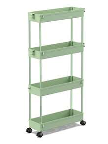 SPACEKEEPER Slim Rolling Storage Cart 4 Tier Bathroom Organizer Mobile Shelving Unit Utility Cart Tower Rack For Kitchen Laundry Narrow Places - 綠色 - 查看 1