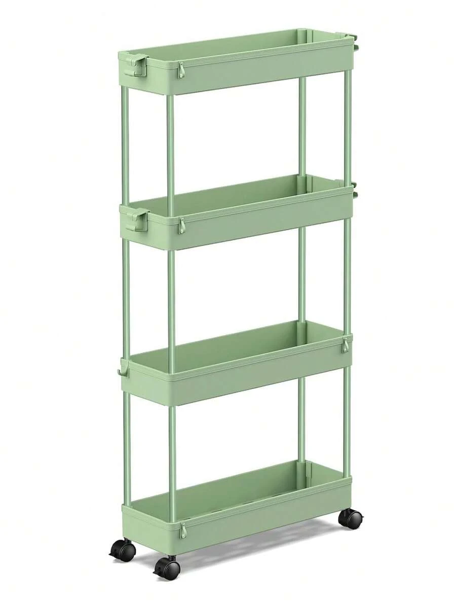 SPACEKEEPER Slim Rolling Storage Cart 4 Tier Bathroom Organizer Mobile Shelving Unit Utility Cart Tower Rack For Kitchen Laundry Narrow Places - 綠色 - 查看 1