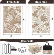 Waterproof Outdoor Rug, Reversible Plastic Straw Patio Camping Rug, Indoor Outdoor RV Mat Carpet For Deck, Camper, Porch, Balcony, Backyard, Picnic - Màu be - Xem 3