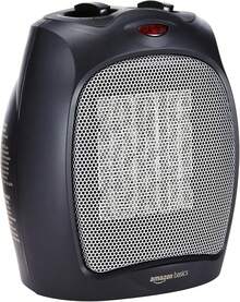 Basics - Calentador de cerámica portátil para uso en interiores, para oficina y hogar, protección sobrecalentamiento y vuelco, termostato, no oscila, 1500, negro, 19.1 x 16.1 x 24 - Negro - Ver 12