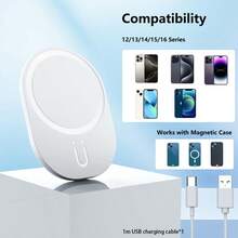 15W Car Mount Phone Holder Wireless Charger, Magnetic Wireless Charging Compatible With Apple Devices Suitable For Office, Dorm, And Home Nan - White - View 1