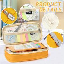 大容量铅笔盒 3D 方形文具袋 学生马卡龙色双窗口铅笔袋 防污 返校礼物